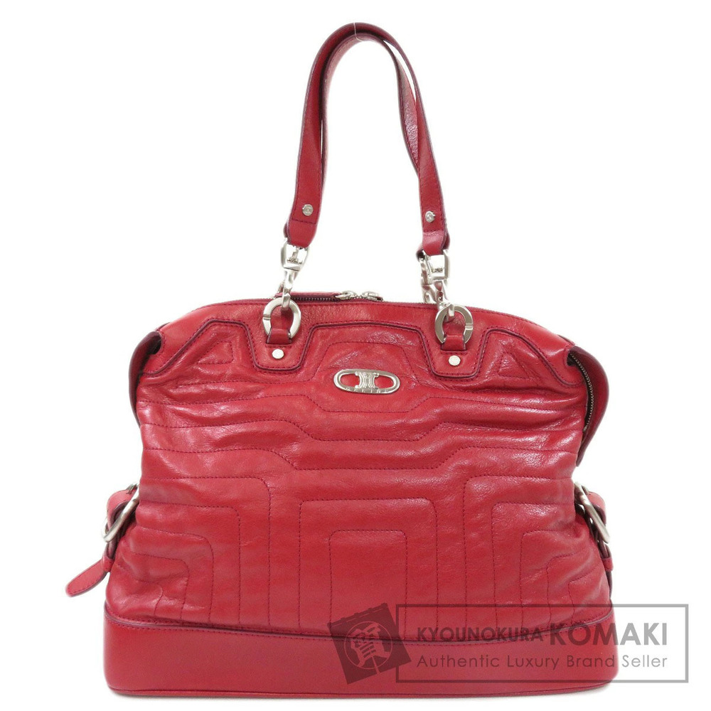 Celine Logo Handbag Leather Red